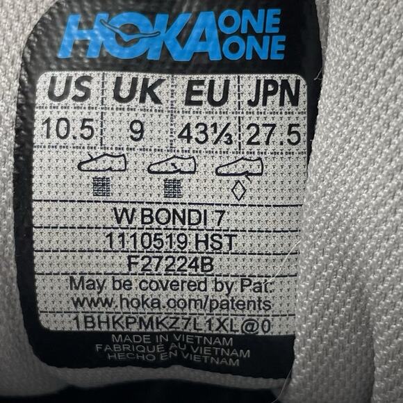 Hoka One One Bondi 7 Running Shoes Womens Size 10.5 Gray Athletic Sneakers - Picture 9 of 9